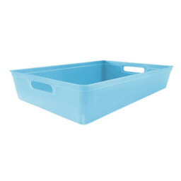 Simpa 6Pc 6L Pastel Blue Plastic Storage Basket Studio Organiser Trays With Handles - thumbnail 2