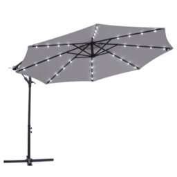 Sundaze Grey 3M Garden Banana Parasol Cantilever Umbrella Outdoor Hanging Led Solar Lights With Base - thumbnail 3