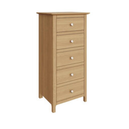 Fwstyle Taberno Oak 5 Drawer Chest Of Drawers Ready Assembled (H) 102 (W) 50 (D) 40Cm - thumbnail 2