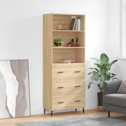 Berkfield Highboard Sonoma Oak 69.5X34X180 Cm Engineered Wood - thumbnail 1