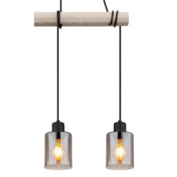 Luminosa Lighting Luminosa Hadera Bar Pendant Ceiling Light Matt Black Smoke Glass Shade 3X E27 - thumbnail 4