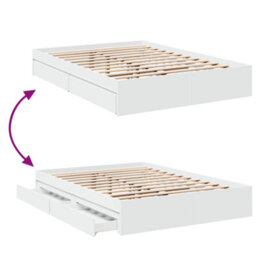 Berkfield Bed Frame With Drawers Without Mattress White 140X200 Cm - thumbnail 7