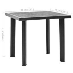 Vidaxl Garden Table Anthracite 80X75X72 Cm Plastic - thumbnail 5