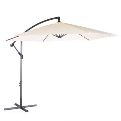 Vonhaus Banana Parasol 3M, Cantilever Hanging Parasol Umbrella With Crank Function For Outdoor, Garden & Patio, Steel Frame, Cream - image 1