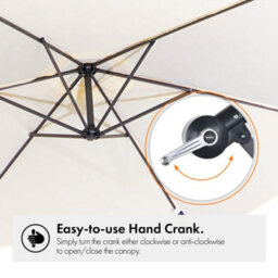 Vonhaus Banana Parasol 3M, Cantilever Hanging Parasol Umbrella With Crank Function For Outdoor, Garden & Patio, Steel Frame, Cream - thumbnail 6