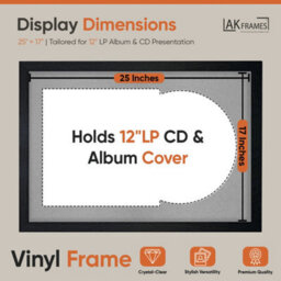 "AK Frames 25X17"" Black Modern Vinyl Record Frame With Silver Mount For 12 Inch Lp Cover & Disc - Overlapped Design" - thumbnail 2