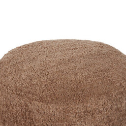 Beliani Handmade Shaggy Brown Cotton Pouffe 50 X 35 Cm - Boho Round Footstool, Portable With Handle - thumbnail 4