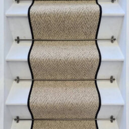 RainbowHome Herringbone Beige Biscotti Stair Runner With 100 % Wool Edge 55 650 - thumbnail 1