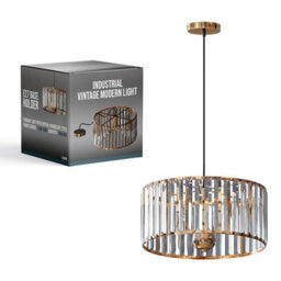 Ledsone Modern Crystal Glass Shade Mini Chandelier Pendant Light, Drum Shape E27 Ceiling Hanging Light Gold Without Bulb,30Cm - thumbnail 4