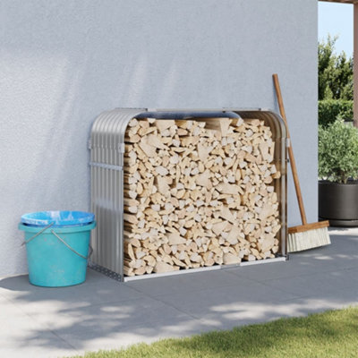 Walplus Log Holder Light Grey 120X45X100 Cm Galvanised Steel - image 1