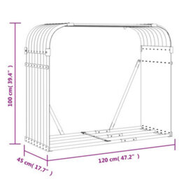Walplus Log Holder Light Grey 120X45X100 Cm Galvanised Steel - thumbnail 9