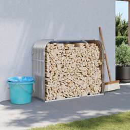 Walplus Log Holder Light Grey 120X45X100 Cm Galvanised Steel