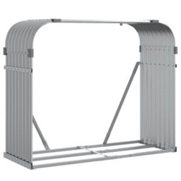 Walplus Log Holder Light Grey 120X45X100 Cm Galvanised Steel - thumbnail 2