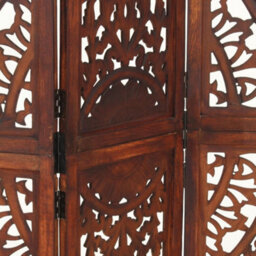 Vidaxl Hand Carved 3-Panel Room Divider Brown 120X165 Cm Solid Mango Wood Room Dividers - thumbnail 4