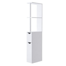 Bathroom Storage Cabinet With 2 Shelves And 2 Doors Tallboy White Wooden Furniture Unit Floor Standing Design - thumbnail 4