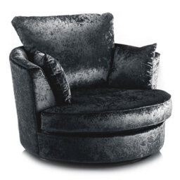 Furnishings For Less UK Crystal Crushed Velvet Fabric Fabric Swivel Chair 360 Rotation Black - thumbnail 1