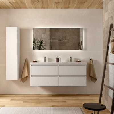 Cygnus bath Bequia Vanity Unit 140Cm Matt White Toscana Basin Mineral Composite - image 1