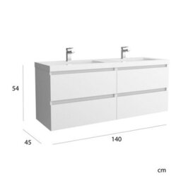 Cygnus bath Bequia Vanity Unit 140Cm Matt White Toscana Basin Mineral Composite - thumbnail 4