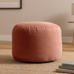Icon Milano Jumbo Cord Round Footstool Bean Bag, Dawn Pink