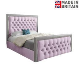 Venice Glitter Border Upholstered Soft Velvet Bed Frame - Pink - thumbnail 6