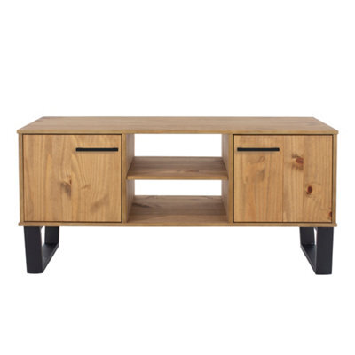 Core Products Wide Screen 2 Door Tv Unit, Antique Waxed Pine - image 1