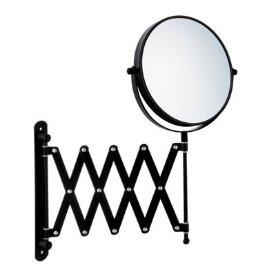 Beslagsboden Matt Black Double Sided Mirror (170mm) With Wall Mounted Extendable Arm 7X Magnification Bathroom Makeup Shaving - image 1
