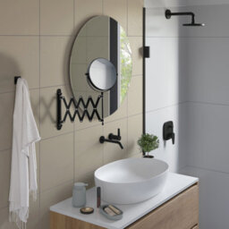 Beslagsboden Matt Black Double Sided Mirror (170mm) With Wall Mounted Extendable Arm 7X Magnification Bathroom Makeup Shaving - thumbnail 2