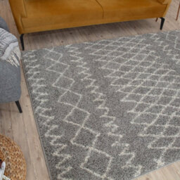 The Rugs Moroccan Shaggy Rugs And Runners Soft Fluffy Tribal Design High Pile Grey And Ivory Living Room Kitchen Hallway 910 - thumbnail 5