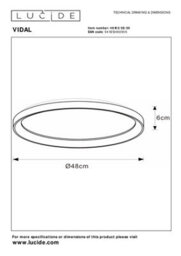 Lucide Vidal Modern Flush Ceiling Light 48Cm - Led Dim. - 1X38W 2700K - Black - thumbnail 5