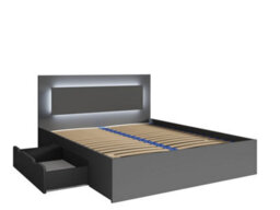 Arte Sleek Graphite Divan Bed Eu King 160X200Cm - Modern Storage Bed With Led Lighting And Drawers - thumbnail 2
