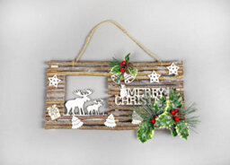 Shatchi Twig Wall Hanging Glitter Scene Christmas Decoration - W40Xl20Cm - thumbnail 1
