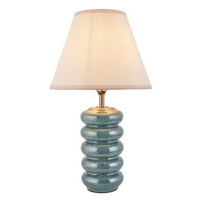 Luminosa Lighting Luminosa Squash Ocean Spray Glaze Table Lamp With Vintage White Fabric Ivy Shade 25Cm B22 - image 1