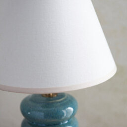 Luminosa Lighting Luminosa Squash Ocean Spray Glaze Table Lamp With Vintage White Fabric Ivy Shade 25Cm B22 - thumbnail 4
