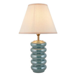 Luminosa Lighting Luminosa Squash Ocean Spray Glaze Table Lamp With Vintage White Fabric Ivy Shade 25Cm B22