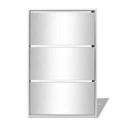Berkfield Shoe Cabinet 3-Layer Mirror White 63X17X102.5 Cm - thumbnail 3