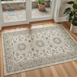 Decoranddecor Rug, Washable Rugs, Bedroom Kitchen Rugs, 80X150Cm, Non-Slip, Pet Friendly, Low Pile, Geometric Rug - Vassia - thumbnail 1