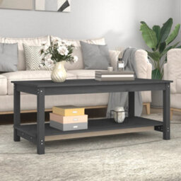 Berkfield Coffee Table Grey 110X55X45 Cm Solid Wood Pine - thumbnail 3