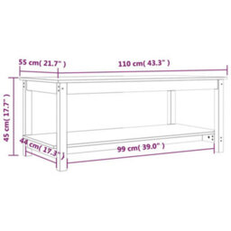 Berkfield Coffee Table Grey 110X55X45 Cm Solid Wood Pine - thumbnail 8