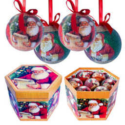 The Christmas Workshop 71560 Set Of 14 Red & Green Coloured Classic Santa Design Christmas Baubles  - thumbnail 5