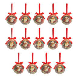 The Christmas Workshop 71560 Set Of 14 Red & Green Coloured Classic Santa Design Christmas Baubles  - thumbnail 7