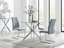 Furniturebox Uk Novara 100Cm Round Dining Table & 2 New Grey Lorenzo Chairs