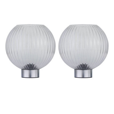 First Choice Lighting Set Of 2 Betchley - Battery Operated Chrome Lamp With Clear Glass - image 1