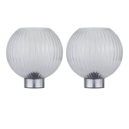 First Choice Lighting Set Of 2 Betchley - Battery Operated Chrome Lamp With Clear Glass - thumbnail 1