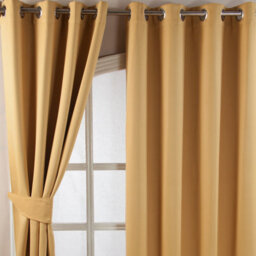 "Homescapes Yellow Herringbone Chevron Blackout Curtains Pair Eyelet Style, 46X90""" - thumbnail 6