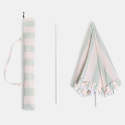 Ohs Stripe Parasol Umbrella Garden Outdoor Canopy Sun Shade - Sage/cream - thumbnail 4