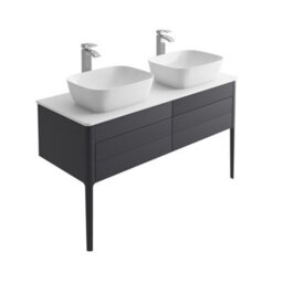 Plum&clay Sutton Blue-Grey Floor Standing Double Basin Bathroom Vanity Unit With Pre-Drilled Tap Hole Worktop (W)1180mm (H)700mm - thumbnail 1