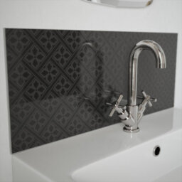 Laura Ashley Charcoal Mr Jones Glass Self-Adhesive Bathroom Splashback (H)25Cm (W)60Cm - thumbnail 1