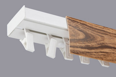 Single Curtain Ceiling Rail Track Pcv 240 Cm (L) Clips + Oak Cover
