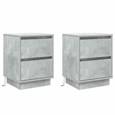 Berkfield Modern Bedside Cabinets With Led Lights 2 Pcs Concrete Grey 39X34.5X50 Cm - image 1
