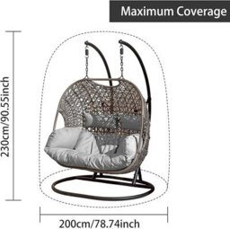 Outdoor Hanging Egg Chair Cover For Two People - Waterproof Protective Chairs And Furniture - thumbnail 2